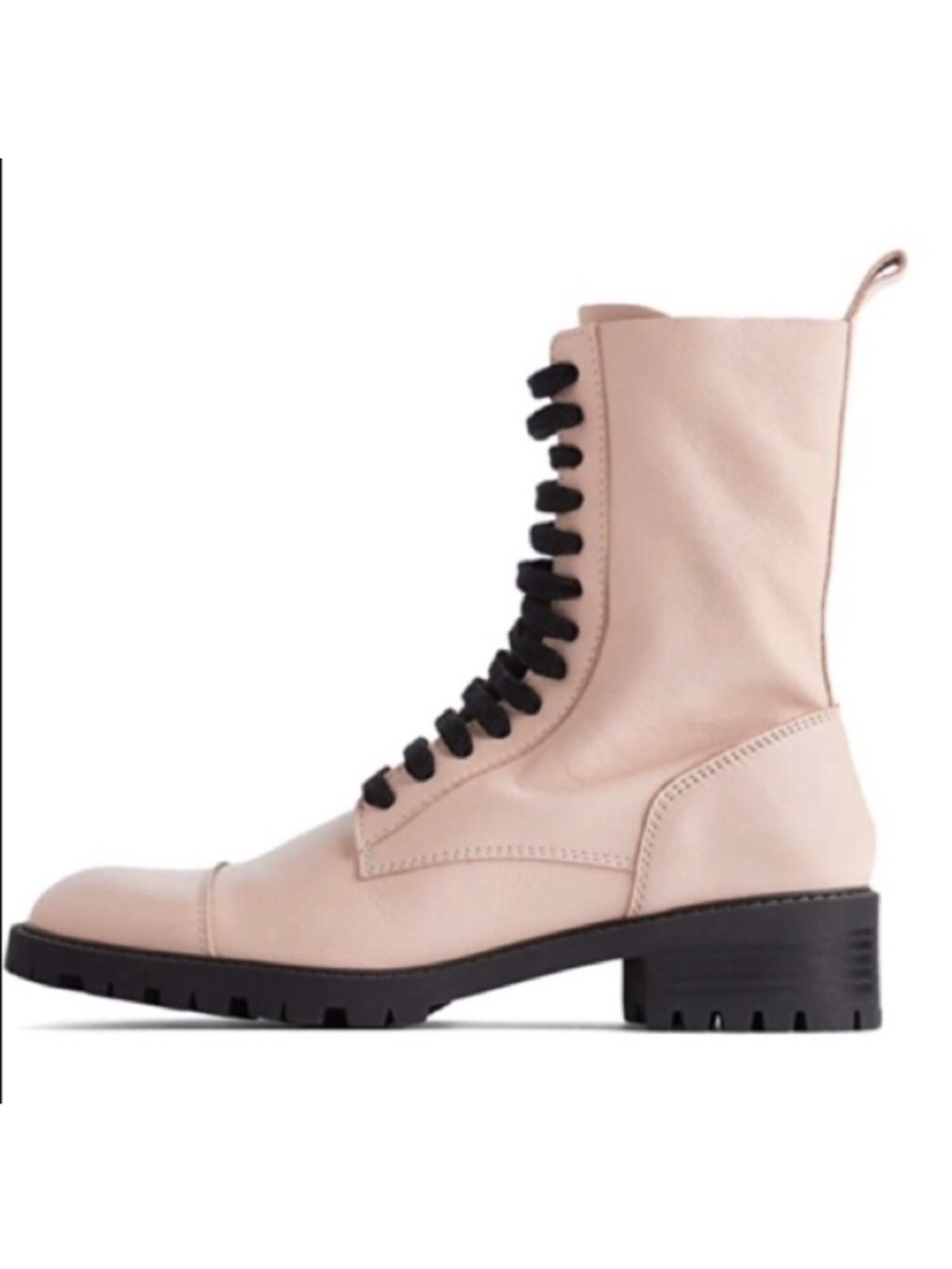 Zara TRF Pink Leather Combat Boots Size EU 37